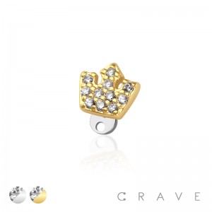 MULTI CZ KING'S CROWN TOP AND BASE 316L SURGICAL STEEL DERMAL SET 